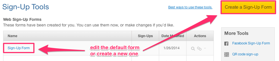 Edit or Create a New Constant Contact Sign-Up Form