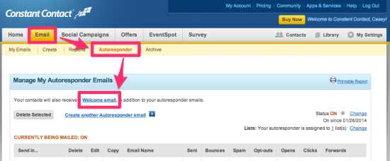 Edit the Constant Contact welcome email Edit the Constant Contact welcome email