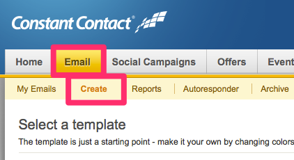 Create an email in Constant Contact