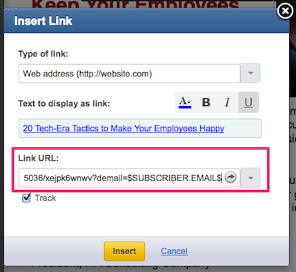 Paste the link in the Link URL field