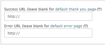iContact thank you page options