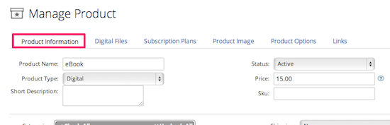 Fill in product information