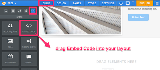 Insert the Lightbox download button code into Weebly