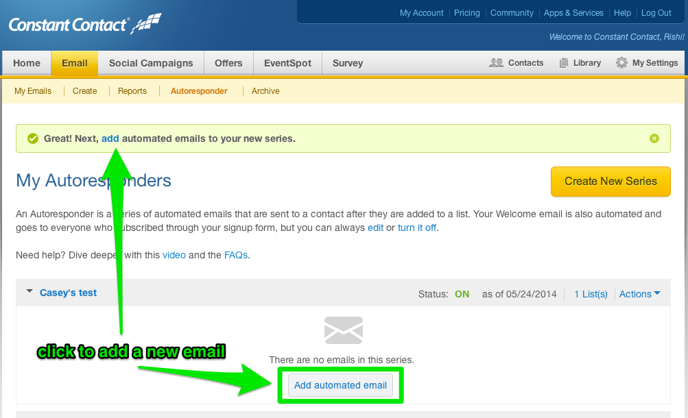 Add Automated Email to Your Constant Contact Autoresponder Series