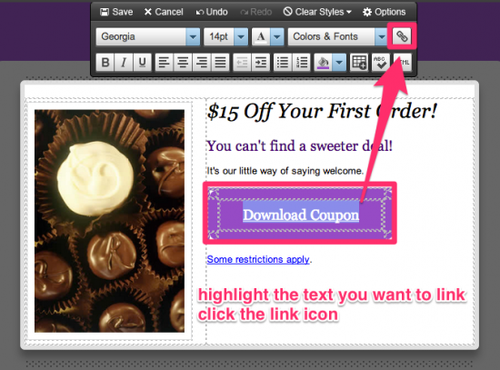 Create a hyperlink to the Digioh file in your automated email